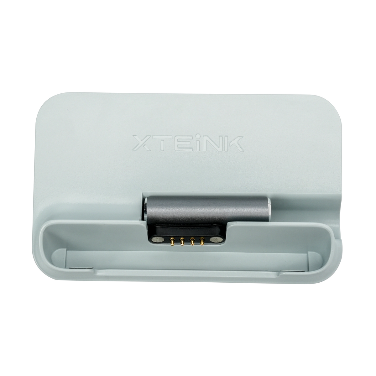 Magnetic charging adapter with light gray base, charging port with gold pins
