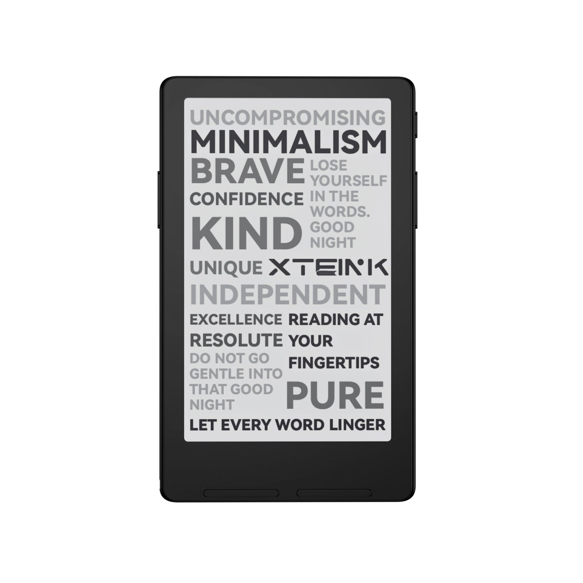 Xteink pocket eReader with dark frame and bright text on the screen