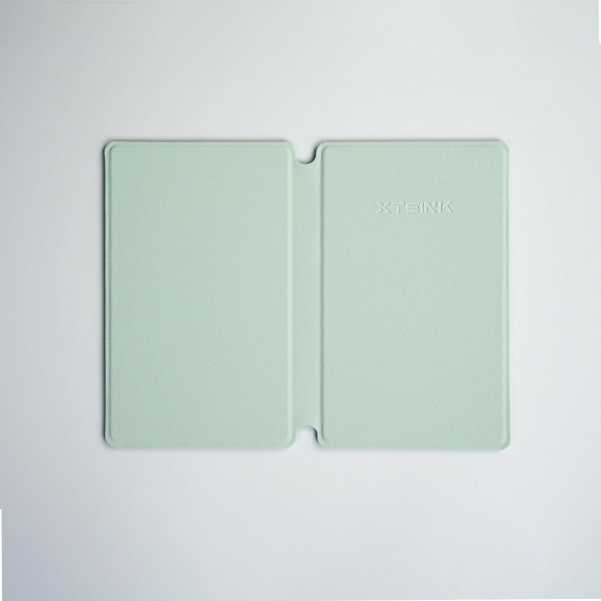 Magnetic folding case with two-panel cover, mint green finish, open view