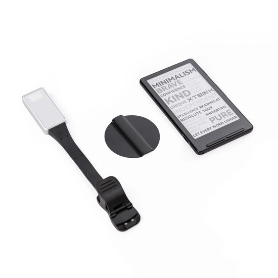Magnetic reading light with flexible strap, translucent charging cover, round base