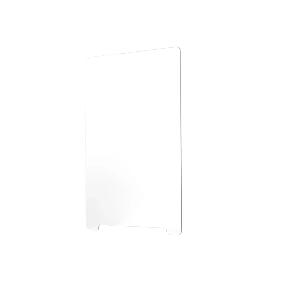 Tempered glass screen protector sheet with rounded corners and bottom cutout