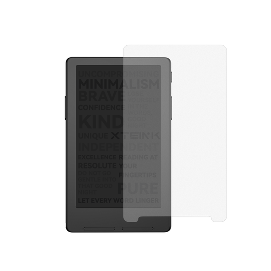 Matte screen protector applied to Xteink X4 Classic, clear fit over touchscreen
